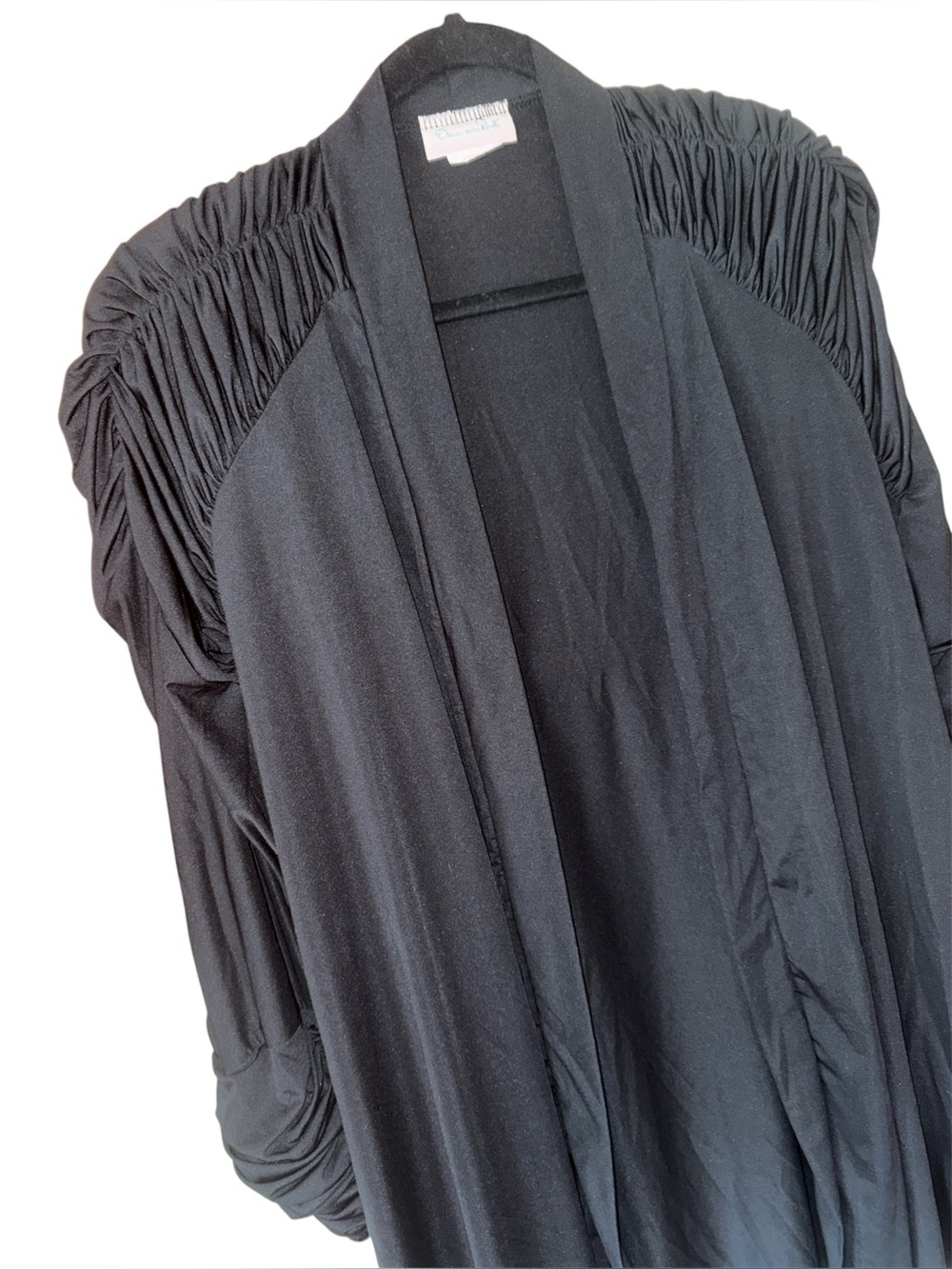 Vintage Oscar de la Renta black ruched shoulder draped jacket medium